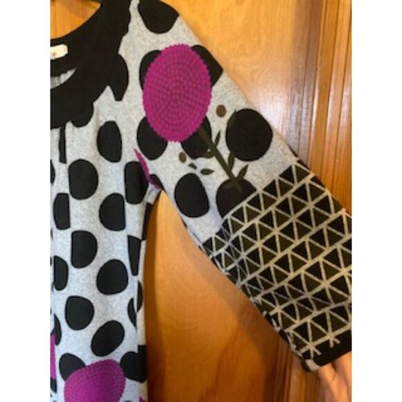 Arueh Women's Size Medium Gray/Black/Purple Sweater Dress - Picture 4 of 5